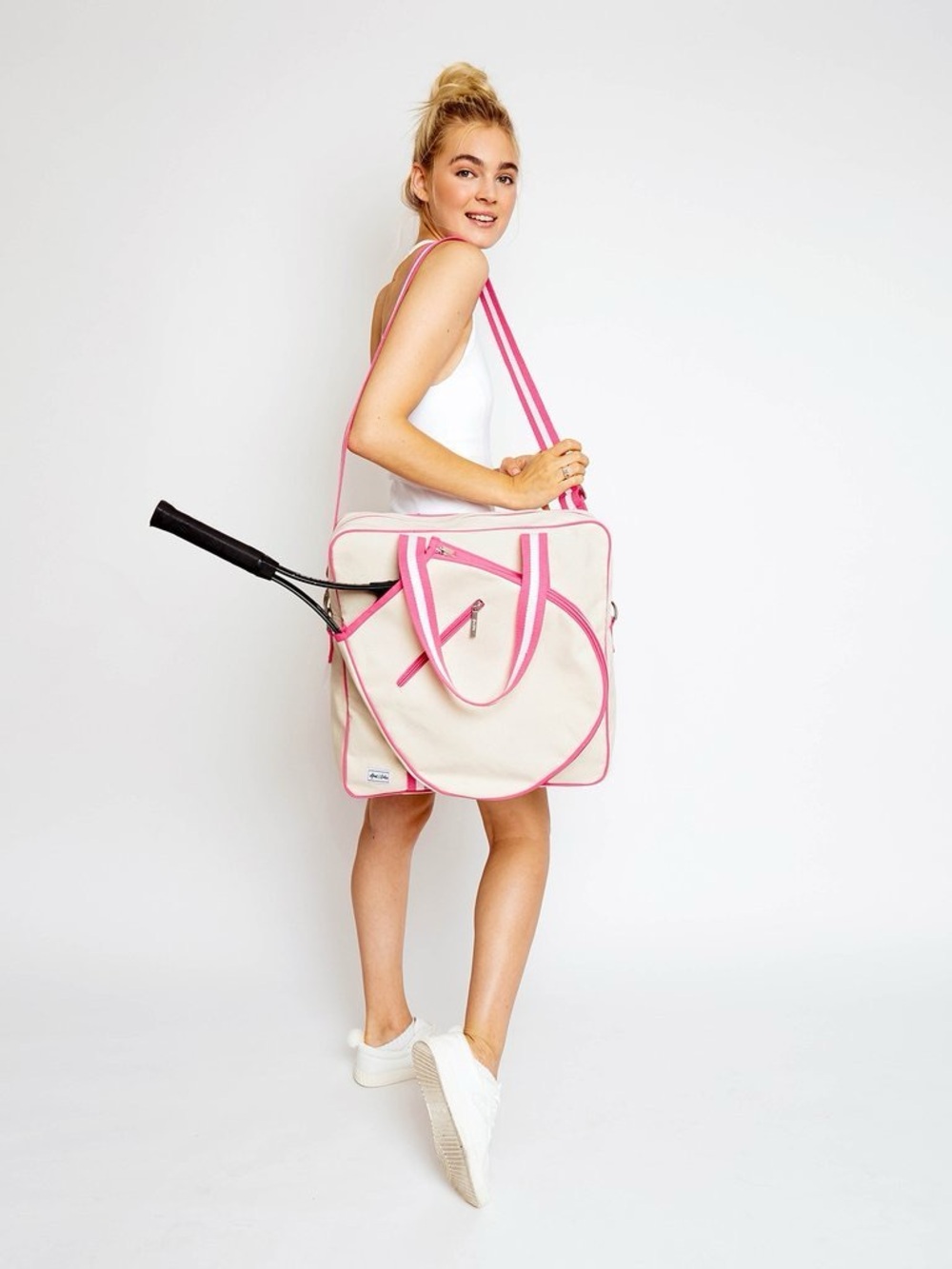 Ame&lulu Hamptons Tour | Canvas Tennis Bag (Pink Trim)